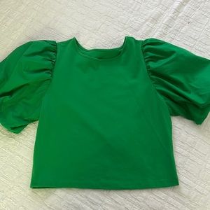NWOT Green puff sleeve shirt